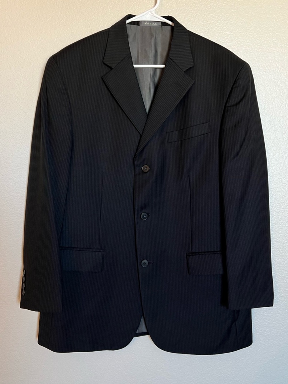 Oscar de la Renta Men’s 100% Wool Pinstripe Suit 41R 35W Black NWOT